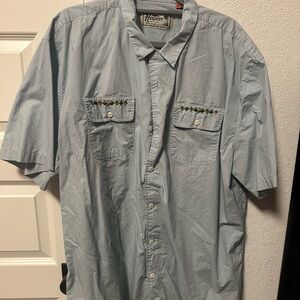 Howler Brothers Club Shores Blue Casual Button Down Shirt with Relaxed Fit